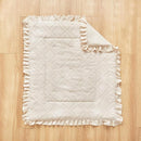 Mini Crib Bedding Set 3 Pieces Baby Boho Quilted Tufted Ruffles Comforter with Fitted Sheet and Ruffled Bed Skirt - Cute Shabby Baby Bedding Fits Mini Crib Only Cream White by TinyTreasures Baby Boutique