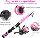 Collapsible Telescopic Fishing Rod and Reel Combo Push Button Small Fishing Pole Kit Beginner Youth Boys Fishing Starter Set Tackle by TinyTreasures Baby Boutique