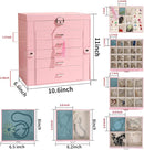 BOOVO Jewelry Box For women, 6 Layer Large Jewelry Organizer With Mirror, Multi-Function Storage Box With Lock, Accessory Holder With 5 Drawers, For Earrings Necklace Ring Bracelet (Pink) by TinyTreasures Baby Boutique