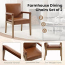 Kmax Modern Dining Chairs Set of 4 Faux Leather Kitchen Arm Chairs Upholstered Accent Chairs with Wooden Legs for Dining Room, Living Room, Bedroom, Brown by CozyNest Decor