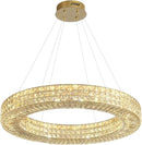 Dia 32" Ring Crystal Chandelier Modern Gold Chandelier Adjustable Height Luxury Crystal Pendant Ceiling Light Fixture for Dining Living Room Bedroom by CozyNest Decor