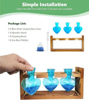 Nacome Plant Terrarium for Office Decor: Birthday Gifts for Plant Lovers Women Mom Wife - Wooden Stand Tabletop Planter 3 Bulb Glass Vase Heart Shaped for Hydroponics Indoor Home by CozyNest Decor