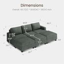 Nolany Corduroy Sectional Couch with Storage Ottoman, Sleeper Sectional Sofa with Chaise, Modular Sectional Couches for Living Room, Green by CozyNest Decor