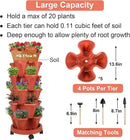 Vertical Planter 6 Tier Stackable Planters Garden Planters Strawberry Herb Flower and Vegetable Planter Indoor Outdoor Gardening Pots with Removable Wheels and Tools 2-Pack by CozyNest Decor