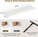 Fun Memories White Floating Shelves 36 Inch Long, 9 Inch Deep Wall Shelves Set of 2, 36 x 9 Floating Shelf for Wall, Rustic Wood Floating Shelves for Kitchen, Living Room, Bedroom by CozyNest Decor