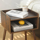 MaxSmeo Nightstand, Mid Century Modern Side Table Bedroom with Storage, Small End Bedside Table with Solid Wood Legs for Living Room, Office Small Spaces (Rustic Brown) by CozyNest Decor