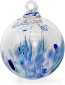 Luke Adams Glass | 3" Mini Glass Tree of Life | Handmade Ornament | Hanging Garden Gazing Ball | Indoor Outdoor Home Décor | (Blue) by CozyNest Decor