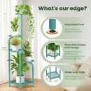 TOSKING 5 Tier Tall Plant Stand Indoor Outdoor, Heavy Duty Corner Shelf for Plants & Decor, Space Saving 3.9FT Metal Flower Pot Stand for Balcony, Garden, Living Room, Patio (Blue, 47in) by GreenHaven Gardens