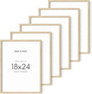 HAUS AND HUES Set of 6 Picture Frames 18 x 24 - Beige Poster Frames 18 x 24, Wooden picture Frames 18x24, Gallery Wall Frame Set 18x24 Frames for Wall Decor, Art 18 x 24 Frames (Beige Oak Frames) by CozyNest Decor