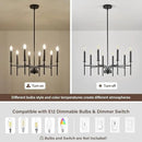 8 Light Black Chandelier Light Fixture, Modern Farmhouse Chandeliers for Dining Room Light Fixture, Metal Candle Pendant Chandelier for Foyer Entryway Stairs Living Room Bedroom Kitchen by CozyNest Decor