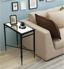 Black End Table, Rectangle Side Table with Mirrored Top, Modern Metal End Table, Small Narrow Side Table for Living Room, Balcony, 22" L x 12.4" W x 24" D by CozyNest Decor