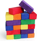 The Original Premium Plush Building Block for Kids - Certified Safe Foam Blocks in Luxuriously Soft Fabric Covers - Set of 24 (Classic Colors) by TinyTreasures Baby Boutique