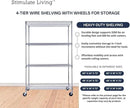 48"x24"x72" Prime Heavy Duty Chrome 4-Tier Wire Shelving NSF 3200 LBS MAX Capacity Storage Rack for Commercial, Hospital, School, Garage, and Kitchen Uses (with Wheels) by CozyNest Decor