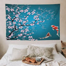 Houselerax Japanese Koi Fish Tapestry, Cherry Blossoms Asian Oriental Green Teal Flower Branch Koi Fish Carp Tapestries Wall Hanging for Bedroom Living Room Office Decor 60"x40" by CozyNest Decor