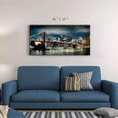 Brooklyn Bridge Canvas Wall Art: Skylines Lights & Reflections in New York Artwork for Decor by CozyNest Decor