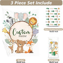Custom Name Crib Bedding Set - Animal Theme, Personalized Nursery Bedding 3-Piece Set– Soft Blanket, Fitted Sheet, Changing Pad Cover – for Newborns Boys Girls Nursery Gifts by TinyTreasures Baby Boutique