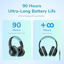 EarFun K4 Kids Bluetooth Headphones, Wireless Headphones with LED Lights, 74/85/94dBA Volume Limited, Built-in Mic, 90H Playtime, Bluetooth 5.4 Over Ear Headphone for iPad/Tablet/School, Dark Black by TinyTreasures Baby Boutique