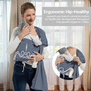 Baby Wrap Ring Sling 7-35 lbs, Baby Sling Carrier for Newborn, Toddler, Infant Holder, Lightweight Baby Carrier Wraps, Blue by TinyTreasures Baby Boutique