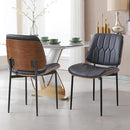 BV Mid Century Modern Dining Chairs Set of 2, Upholstered Pu Leather Accent Chair with Walnut Bentwood Back, Armless Kitchen Chair for Dining Room, Living Room, Kitchen, Black by CozyNest Decor