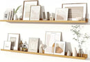 Fun Memories Picture Ledge Shelves Set of 2, 55 Inch Rustic Wall Mounted Floating Shelves with Lip for Home Storage and Décor in Bathroom, Kitchen, Nursery, Bedroom, Living Room, Oak by CozyNest Decor