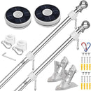 ZMTECH 2 Pcs 6 FT Flag Pole with Solar Light - Adjustable Bracket, Stainless Steel Flag Poles for Outside House, Tangle Free Flag Pole Holder Kit for American Flag (Without Flag, Silver) by GreenHaven Gardens