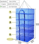 Drying Rack 6 Layers Folding Fish Mesh, Foldable Nylon Netting, Hanging Drying Fish Net, for Shrimp Fish Fruit Vegetables Herb, with Zipper Opening-Blue (37.4X19.6X19.6 in)…
