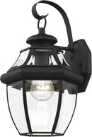 Livex Lighting 2151-04 Monterey 1 Light Outdoor Black Finish Solid Brass Wall Lantern with Clear Beveled Glass, 13" x 8.5" x 8.25" by GreenHaven Gardens