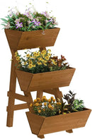 3-Tiers Wooden Raised Garden Bed,Wood Planter Box for Vegetable,Flower Rack,Flower Pot Stands,Indoor Outdoor Gardening Planting Beds (Brown, Small) by GreenHaven Gardens
