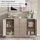 Buffet Cabinet with Storage, 120"Fluted Coffee Bar with 8 Drawers & 4 Doors, Modern Sideboard Buffet with Solid Wood Handle, Credenza Storage Cabinet for Kitchen Living Dining Room, Natural Oak(2PCS) by CozyNest Decor