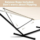 SUNCREAT Hammocks Extra Large Double Hammock with 12 ft Stand, 475lbs Capacity, Outdoor Portable Hammock with Hardwood Spreader Bar, Extra Large Pillow, Beige by GreenHaven Gardens