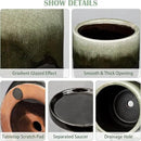 Oairse Ceramic Pot for Plants - 5.5 inch Small Planter with Drainage Hole and Saucers - Gradient Black Outdoor Indoor Flower Pot for Succulent, Cactus, Snake Plant, Herb by GreenHaven Gardens