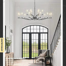 Black Living Room Chandelier 18 Light Hight Ceiling Foyer Candle Chandelier Large Dining Room Light Fixture Over Table 59in Metal Modern Chandeliers Hanging Light for Entry Master Bedroom by CozyNest Decor