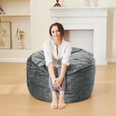 3 Feet Bean Bag Chair - BeanBag Chairs for Adults, Living Room Furniture Sofa with Soft Micro Fiber Cover, Round Fluffy Couch for Bedroom College Dorm - Grey by CozyNest Decor