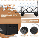 Collapsible Beach Wagon Cart with Big Wheels, 440LBS Upgrade Large Capacity Folding Wagon, Foldable Grocery Cart with Side Pocket and Brakes, Ideal for Sand Camping Outdoor Garden Sports, Black by GreenHaven Gardens