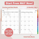 SUNEE Academic Planner 2025-2026 Weekly and Monthly, July 2025-June 2026, 8.5"x11", Tabs, Note Pages, Pockets, Bookmark, Flexible Cover, Spiral Binding, Blushing Abstract Breeze by TinyTreasures Baby Boutique