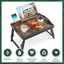 2 Pack Bed Tray Table Breakfast Trays Serving Tray Adjustable Height for Eating Bamboo Bed Laptap Floding Legs with Handles and Phone Holders by CozyNest Decor