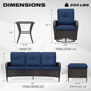 Joyside 10 Piece Patio Furniture Set, Outdoor Wicker Conversation Sets with Swivel Rocker Chairs and Sofa, Thick Cushion, Rattan Patio Sectional for Porch, Deck Use (Brown/Blue, 10 PCS) by GreenHaven Gardens