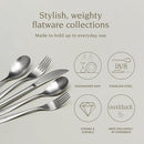 over&back 20pc Curved Flatware Cutlery Set - Comes with 4 Dinner Forks, 4 Salad Forks, 4 Dinner Knives, 4 Dinner Spoons, and 4 Teaspoons - 18/8 Stainless Steel - Dishwasher-Safe - Brushed Stainless by CozyNest Decor