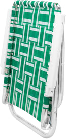 Lawn Chair USA Folding Aluminum Outdoor Patio Lawn Chair | Heavy-Duty Webbed Chairs for Camping, Sports, Beach, Yard & Tailgating | Lightweight Portable | High Back Beach Chair- Green & White Stripe by GreenHaven Gardens