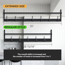 BAMEOS 35 Inch Wall Hooks With Shelf - Entryway Hanging Wood Coat Rack With 7 Dual Hooks for Bathroom, Living Room, Bedroom (Black) by CozyNest Decor