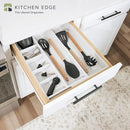 Adjustable Kitchen Drawer Organizer for Utensils and Junk, Food-Safe Contract Grade with 100% Sustainable Wood, Expandable from 10.5 to 19 Inches Wide - White Bamboo by CozyNest Decor