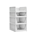 4 Pack Stackable Plastic Storage Basket Closet Organizer Bin Foldable Clothes Organizer Storage Drawer Shelf Container for Living Room Bathroom Kitchen Office (2L+2S) by CozyNest Decor