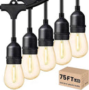Svater Outdoor Led String Lights 75 FT, Patio Lights for Outside with 26pcs S14 Shatterproof Bulbs, IP65 Waterproof Commercial Grade Market Light, 1 Watt E26 Dimmable 2700K Warm White by GreenHaven Gardens