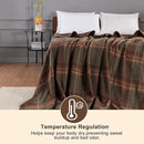 YOUR MOON 100% Pure Merino Wool King Size, Australian Organic Natural Wool Blanket, Hypoallergenic Wool Blanket for Bed, Medium Weight(Plaid Brown, 90 * 108) by CozyNest Decor