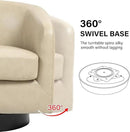 Swivel Barrel Accent Chair, Modern Round Faux Leather Arm Chair for Living Room, Bedroom, Comfy Club Reading Chairs for Adults(Faux Leather, Cream, Set of 4) by CozyNest Decor