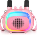 SUDOTACK Mini Karaoke Machine for Kids, Portable Bluetooth Karaoke Speaker with 2 Wilreless Microphones with LED Lights, Christmas Kids Toys Gifts for Girls 4, 5, 6, 7, 8, 9, 10 +Year Old-Pink(KM100) by TinyTreasures Baby Boutique