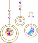 Set 3 Crystal Hanging Decorations - Sun & Moon Rainbow Crystal Suncatcher Window Car Hanging Prisms Ornament Pendant,Boho Love Wall Decoration,Home Garden Decor Gift by GreenHaven Gardens
