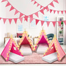 6 Pack Sleepovers Teepee Tent for Kids Bulk with Mattress Sheet Light,Natural Cotton Washable Indoor Play Tent for Birthday Slumber Party Girls Boys Pajama Movie Night Supplies(Pink, Rose Red) by TinyTreasures Baby Boutique