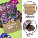 Sweet Pea Seeds Royal Mix - Bulk 1/4 Pound Bag - Over 1,400 Seeds - Large Fragrant Lavender, Purple, Red, Pink and White Blooms by GreenHaven Gardens