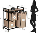 Laundry Basket Organizer - Hampers with 3 Compartments, Sliding Laundry Sorter Bags, Top Storage Shelf, Metal Frame by CozyNest Decor